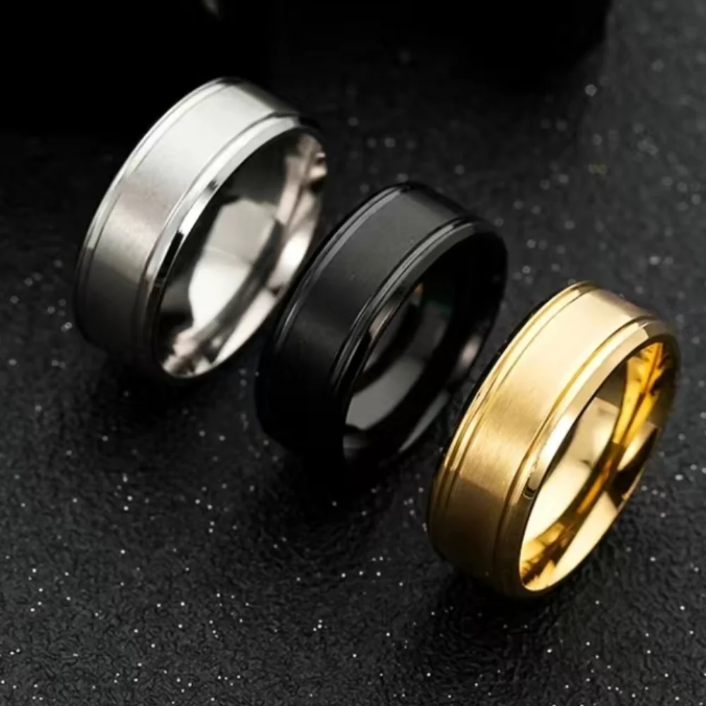 Mens Black Stainless Steel Ring